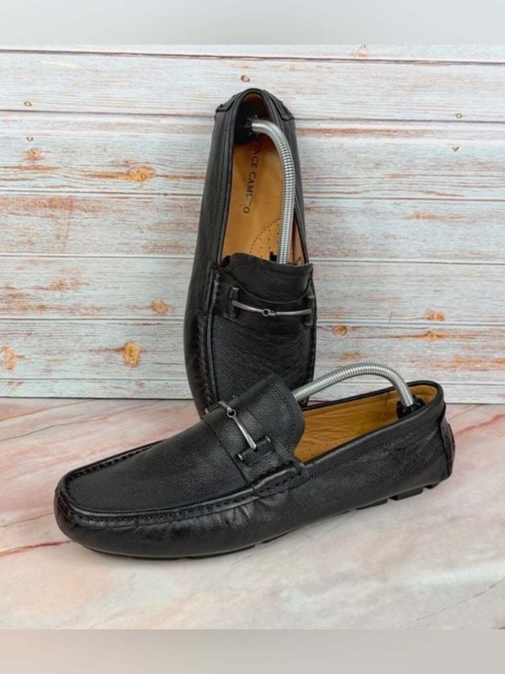 Vince Camuto Versic Loafers Pebbles Black Leather - EUC Like New